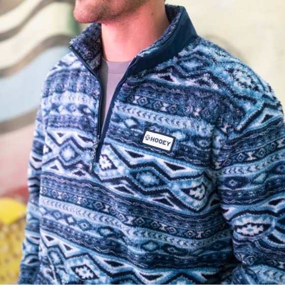 Hooey Other - Hooey Fleece Pullover~Blue/Aztec Print Men Sz. M